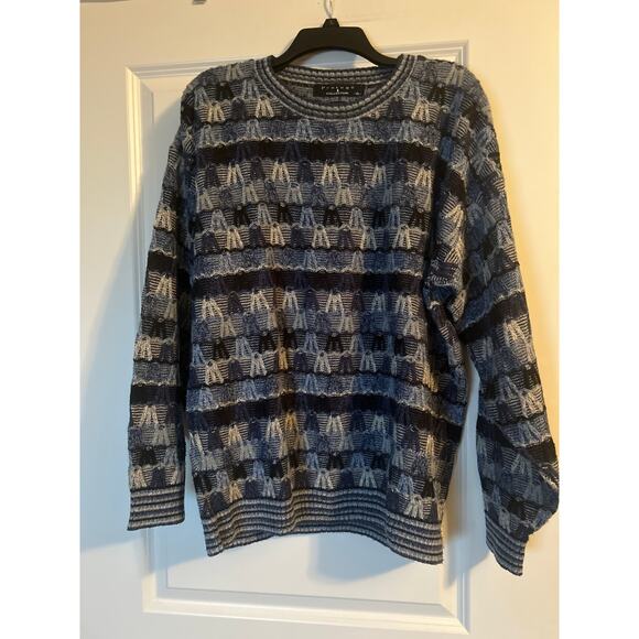 GUC Protege Collection Men's Crew Neck Sweater Patterned Blue Size XL - Picture 1 of 5